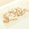 A yellowish-brown branching seaweed spread flat on paper and attached to card. The paper is wrinkled under the specimen. There is handwriting along the left-hand and top edges of the paper.